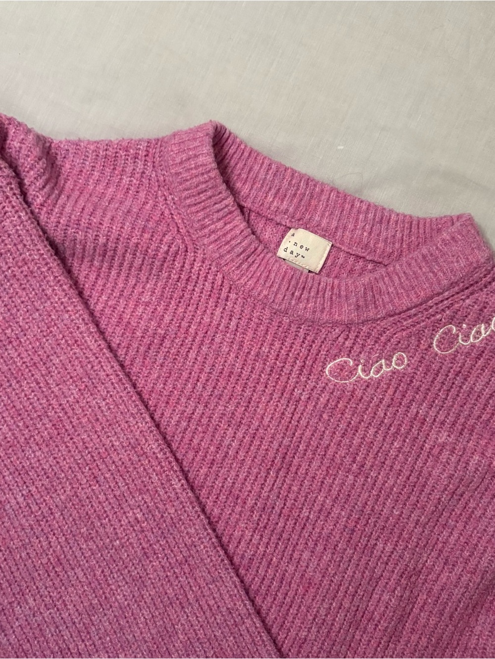 A new day Women’s Pink Crewneck Ribbed Sweater Size Medium